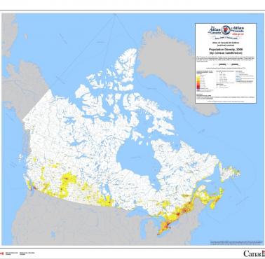 Gęstość zaludnienia Kanady, spis ludności 2006