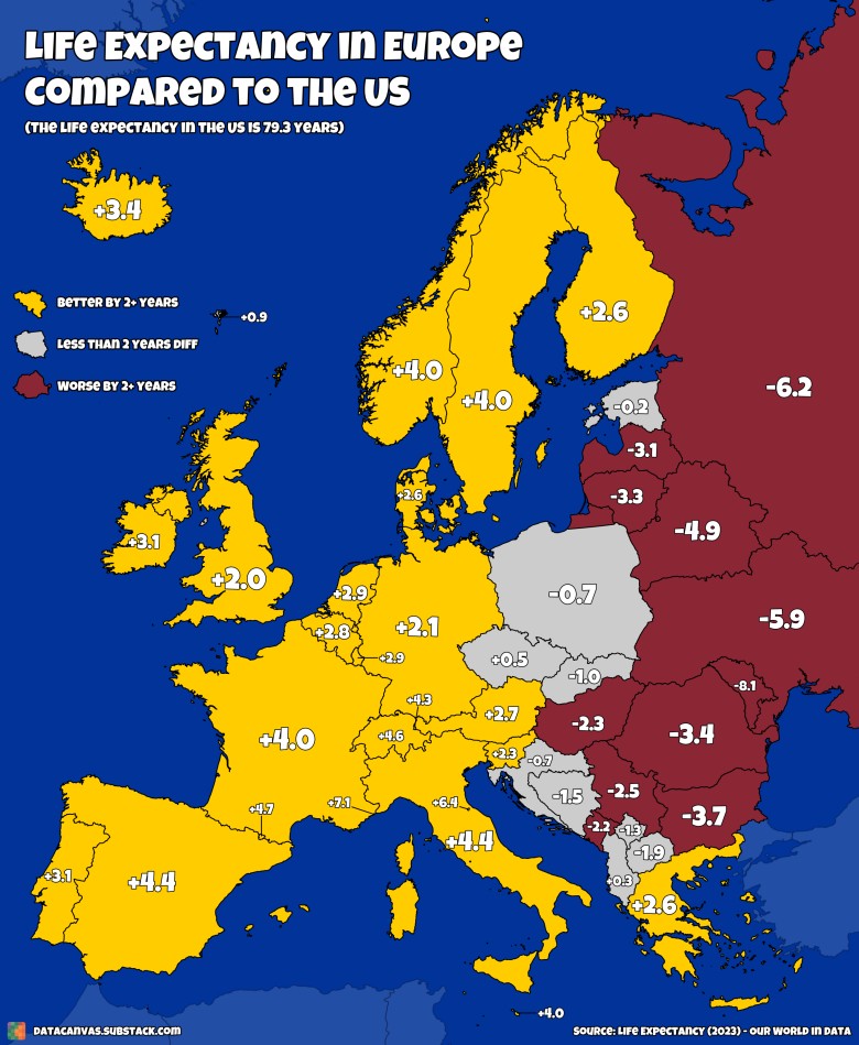 Spodziewana długość życia w Europie i USA. Gdzie żyje się dłużej niż w USA?, 2023