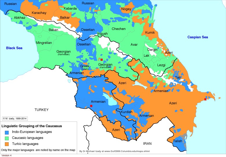 Lingwistyczna mapa Kaukazu