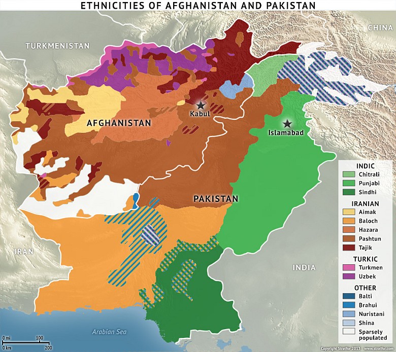 Mapa etniczna Pakistanu i Afganistanu