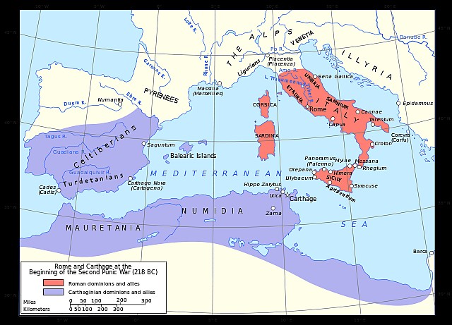 Rzym i Kartagina w przededniu II wojny punickiej, 218 rok p.n.e.