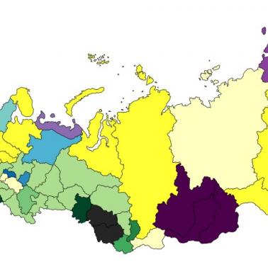 Największa mniejszość w poszczególnych regionach Rosji