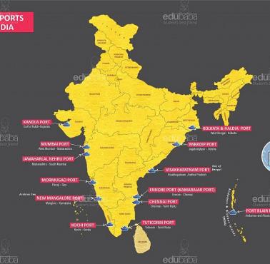 Główne porty morskie w Indiach