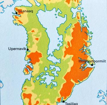 Mapa topograficzna Grenlandii bez lodu