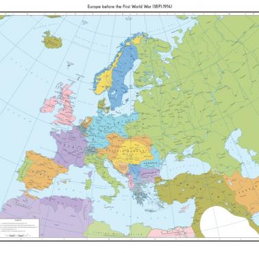 Mapa Europy przed wybuchem I wojny światowej