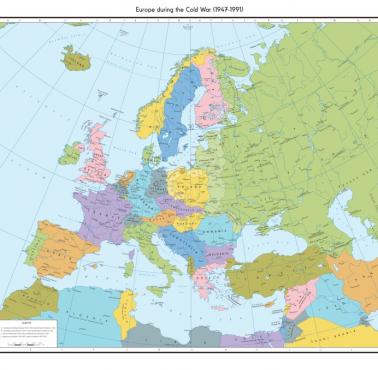 Mapa Europy podczas zimnej wojny, 1947-1991