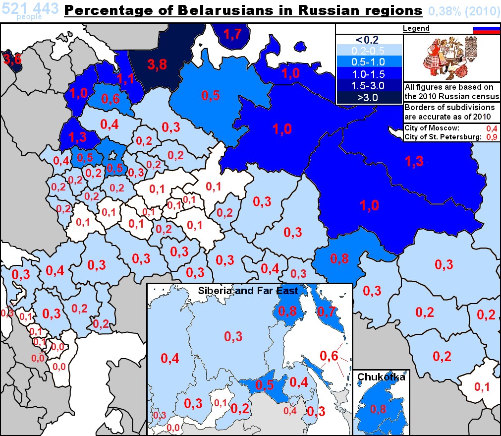 Białorusini w Rosji według spisu powszechnego z 2010 roku