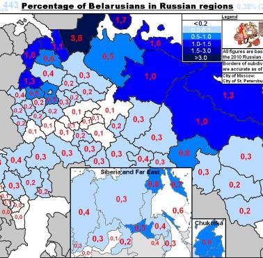 Białorusini w Rosji według spisu powszechnego z 2010 roku