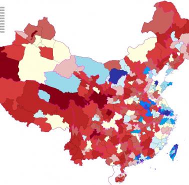 Chiny, PKB na mieszkańca według prefektury, w tym Tajwan, 2017