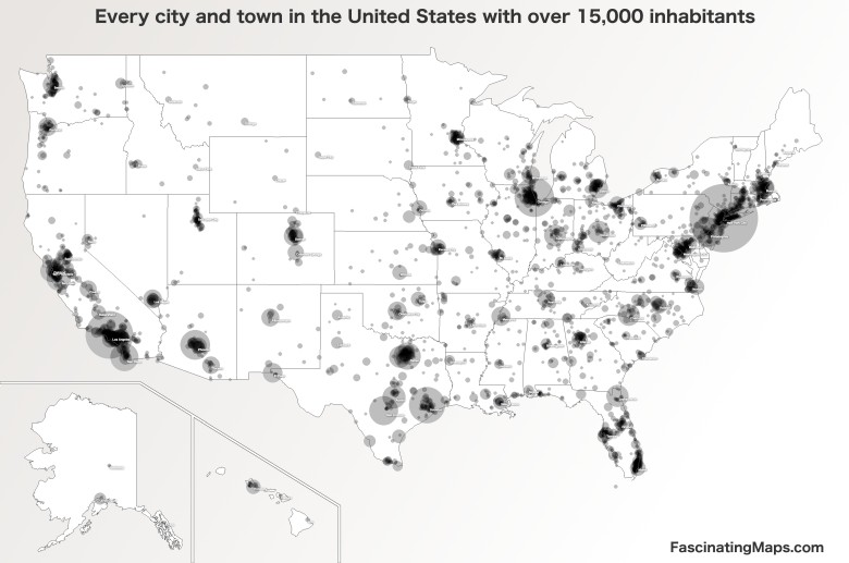 Miasta w USA powyżej 15 tys. mieszkańców