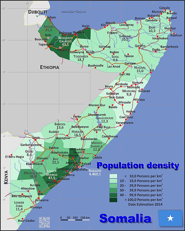 Gęstość zaludnienia Somalii