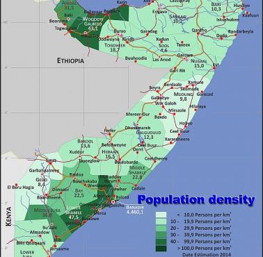 Gęstość zaludnienia Somalii