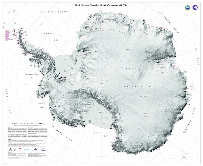 Topograficzna mapa Antarktydy