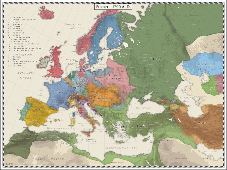Mapa Europy w 1790 roku