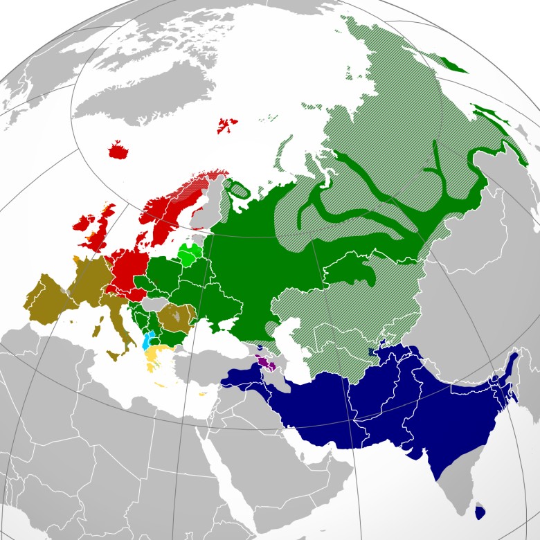 8 ocalałych podgrup z indoeuropejskiej rodziny językowej