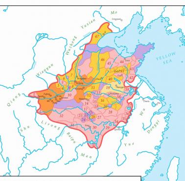 Zasięg państwa chińskiego podczas rządów dynastii Zhou, 1045 - 771 p.n.e.