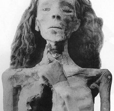 Jedna z najlepiej zachowanych egipskich mumii, królowa Teje (urodzona ok. 1400/1399 r. p.n.e., zmarła ok. 1338 r. p.n.e.)