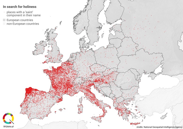 Europejskie nazwy miejsc zawierające słowo święty