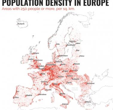 Gęstość zaludnienia w Europie