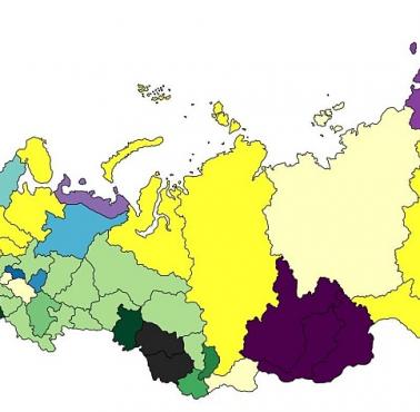 Największa mniejszość etniczna w poszczególnych regionach Rosji