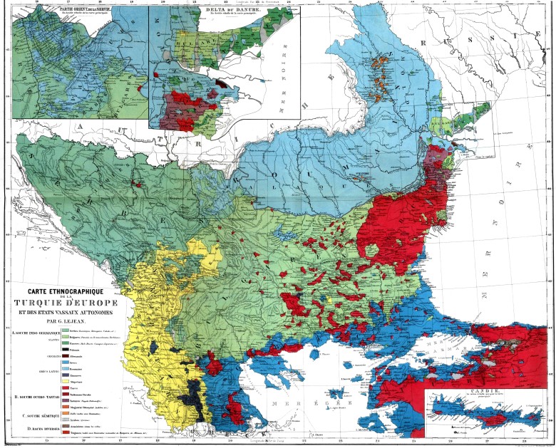 Mapa etniczna europejskiej części Imperium Osmańskiego (Turcji), 1861 (fr)