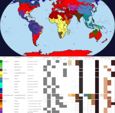 Rasowa mapa świata, stworzona przez Alphonse Eylenburga