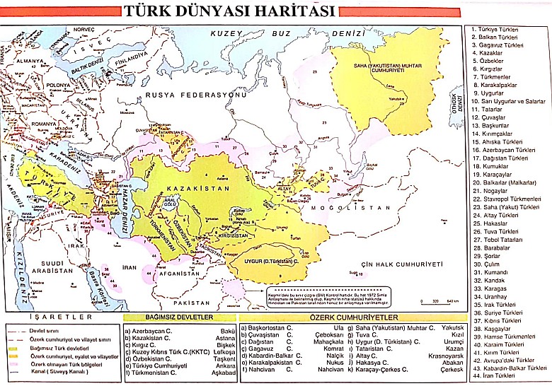 Mapa języków tureckich