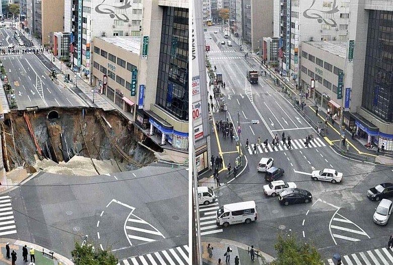 Tak uszkodzoną drogę w Japonii naprawia się w dwa dni