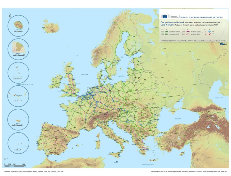 Obecne i planowane linie kolejowe w Europie