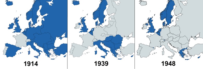 Monarchie w Europie w 1914, 1939, 1948 roku