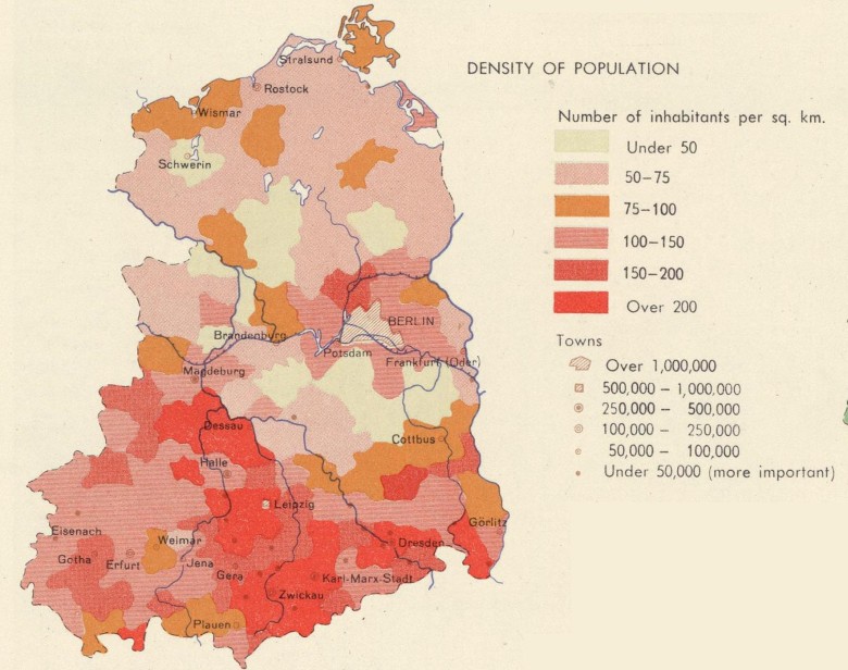 Gęstość zaludnienia NRD w latach 60. XX wieku, 1967