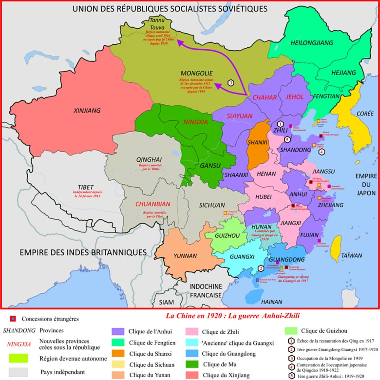 Mapa Chin w 1920 roku