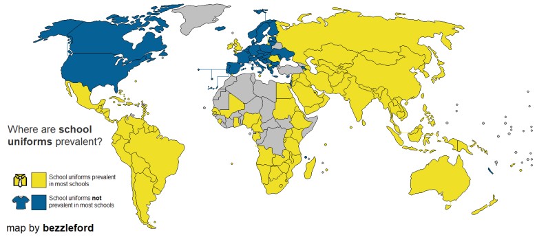 Gdzie są powszechne mundurki szkolne?