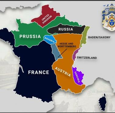 Strefy okupacyjne Francji po upadku Napoleona w 1815-1818 roku