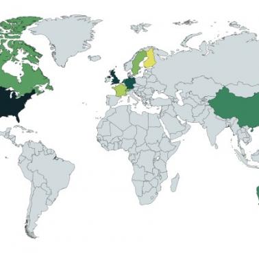 Liczba najlepszych uniwersytetów w poszczególnych państwach świata