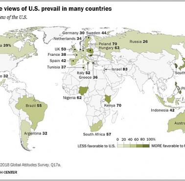 Międzynarodowa opinia na temat USA, wiosna 2018