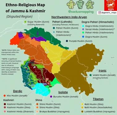 Mapa etniczno-religijna stanu Jammu i Kaszmir