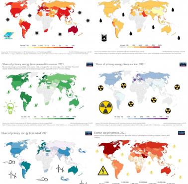 Skąd pochodzi energia w poszczególnych państwach świata?, Our World in Data, 2021