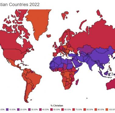 Chrześcijanie w poszczególnych państwach świata, 2022