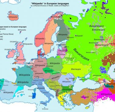 Słowo "wikipedia" w różnych europejskich językach