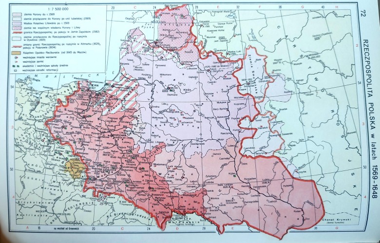 Mapa I Rzeczpospolitej z lat 1569-1648