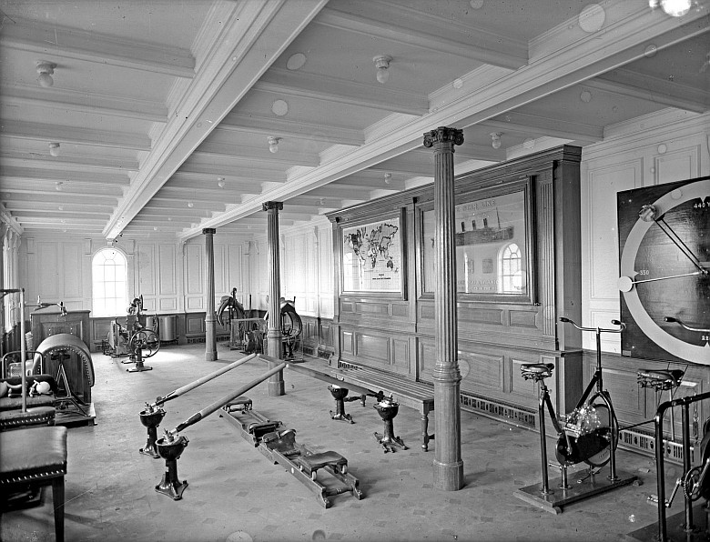 Sala fitness na Titanicu, 1912