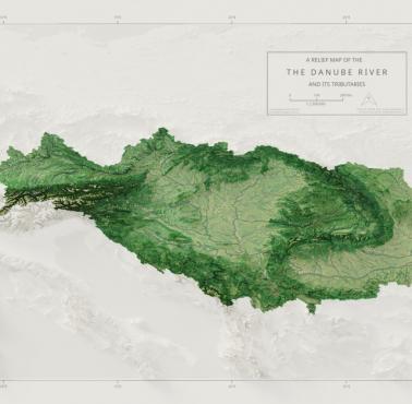 Reliefowa mapa dorzecza Dunaju