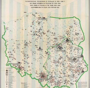 Mapa zbrodni III Rzeszy niemieckiej na terenach okupowanej Polski w latach 1939-1945. (granice powojenne)