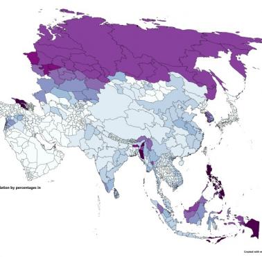 Ludność chrześcijańska w Azji (w procentach)