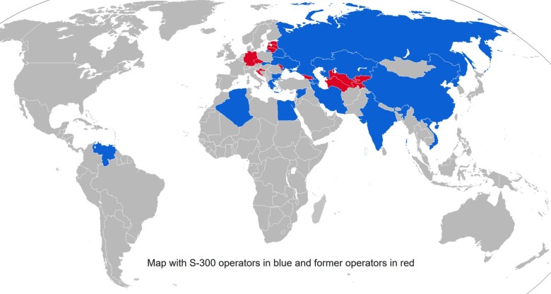 Mapa krajów, które mają (lub miały) system obrony powietrznej S-300
