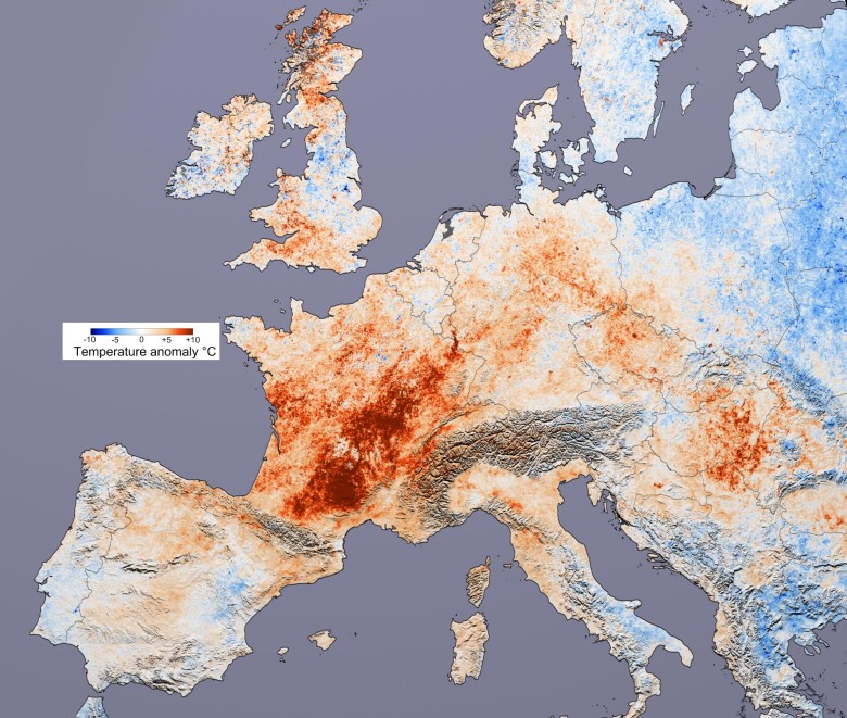 Temperatury podczas europejskiej fali upałów w 2003 roku