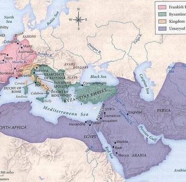 Mapa Europy około 700 roku n.e.