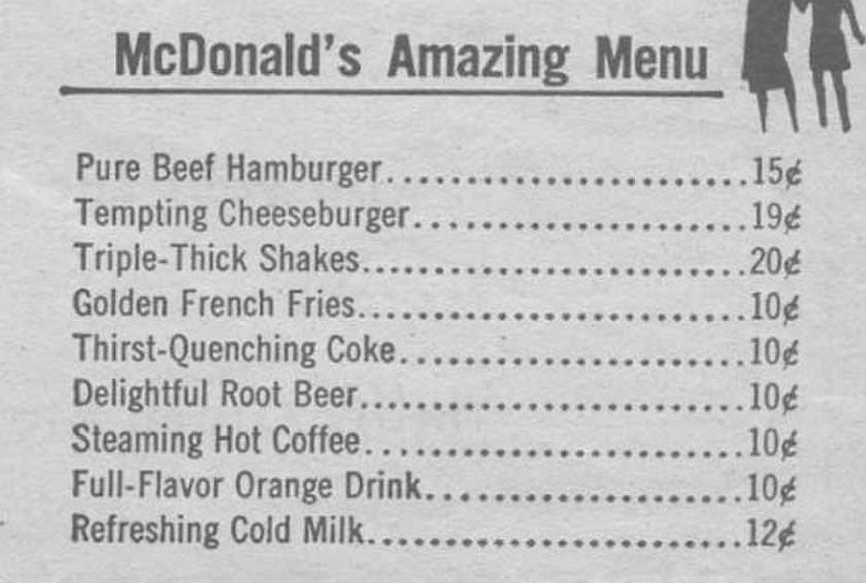 Menu McDonalda z 1940 roku