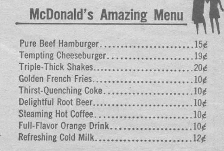 Menu McDonalda z 1940 roku